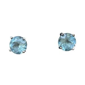 6mm Blue Topaz and Sterling Silver Earrings